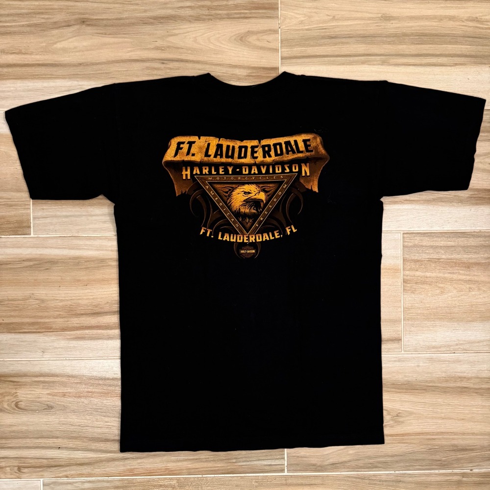 Vintage Harley-Davidson Ft Lauderdale Eagle T-Shirt Black Mens Medium 2005 USA - Picture 3 of 8